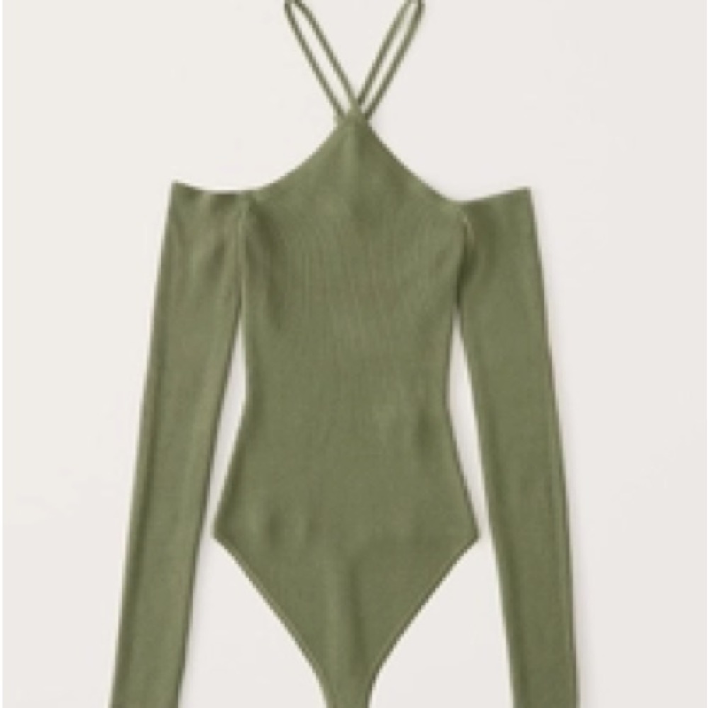 Abercrombie & Fitch off the shoulder Olive Green Bodysuit